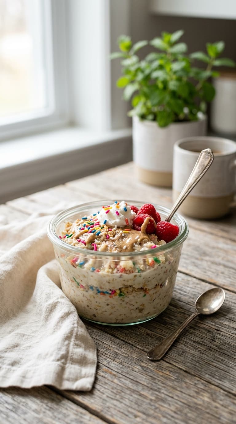 21 Birthday Cake Overnight Oats Recipe — Yes It's a Thing 3 21 Birthday Cake Overnight Oats Recipe — Yes It’s a Thing