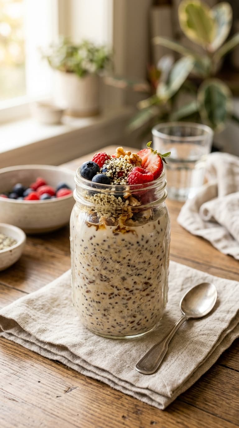 21 Overnight Oats With Hemp Seeds and Chia for Plant Protein