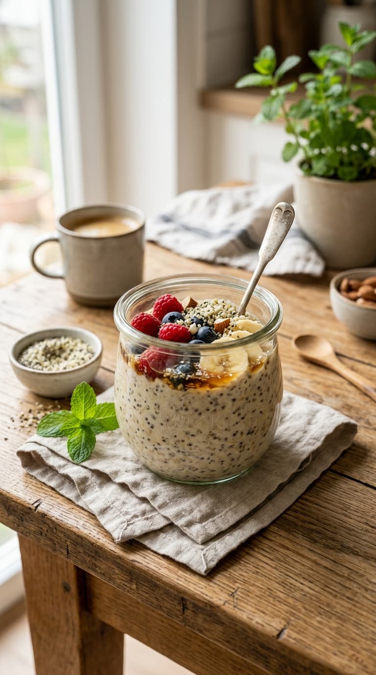 21 Overnight Oats With Hemp Seeds and Chia for Plant Protein