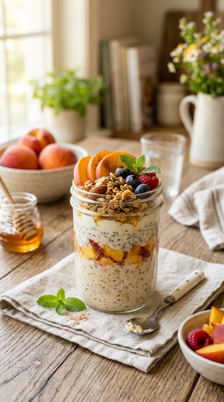 21 Peach Overnight Oats Recipes for Summer Breakfasts 2 21 Peach Overnight Oats Recipes for Summer Breakfasts