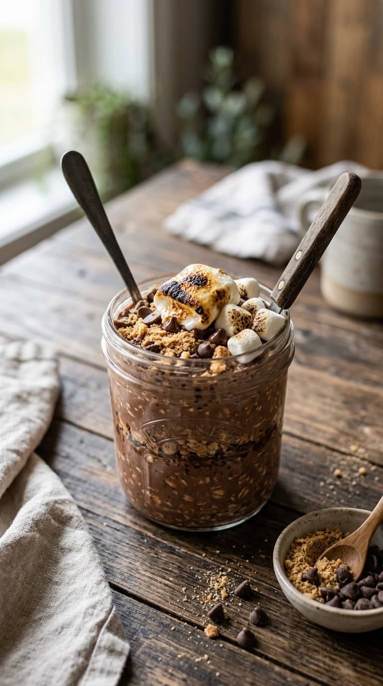 23 S'mores Overnight Oats for a Campfire-Inspired Breakfast 7 23 S’mores Overnight Oats for a Campfire-Inspired Breakfast